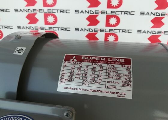NEW Mitsubishi SF-JR, .75kW/1HP, 3410 RPM, 80M Frame, 480 VAC, 1.39 Amps, 2 Pole,